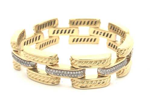 David Yurman Gold-Diamond Bracelet 168 Diamonds 1.68 Carat T.W. 18K 2 Tone Gold