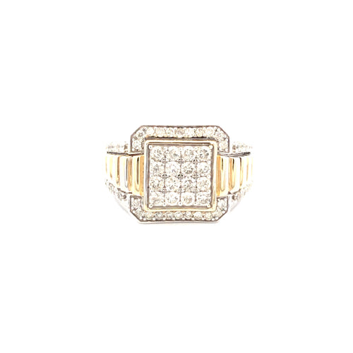 Gent's Diamond Cluster Ring 58 Diamonds 2.76 Carat T.W 2 Tone Gold 10.8g